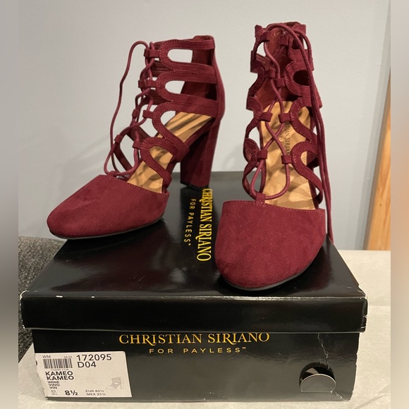 CHRISTIAN SIRIANO Woman’s Burgundy Sexy Heels Size 8.5 BRAND NEW! NEVER WORN! - Picture 3 of 5